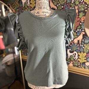Teal ruffle sleeve top